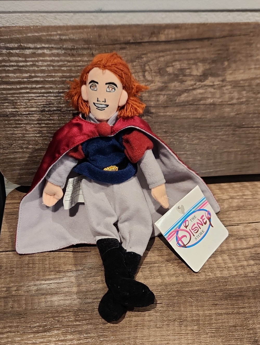 Disney Plush Prince Doll - Red Hair with Burgundy Cape and Blue Outfit